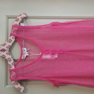 Women's Simply Noelle salmon coral mesh lace Small Medium swimsuit cover top